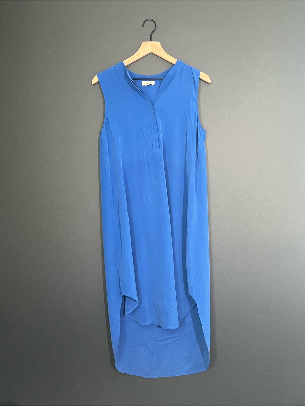 L’AGENCE 100% Silk Blue Sleeveless Midi Dress Size Small